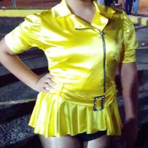 Weissman Adult Yellow Satin Dance Dress Sz L